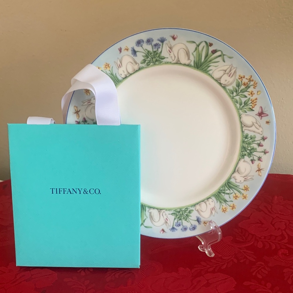 Tiffany & Co. Blue and Green Botanical Easter kids Plate 2003 meadows 715